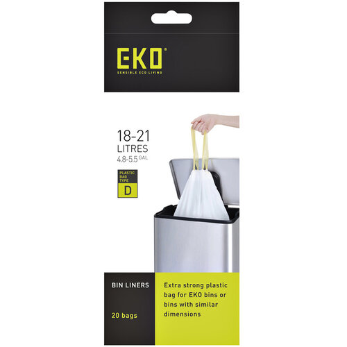 EKO Sac poubelle EKO MDPE type D avec lien coulissant 18-21L 55x55cm blanc