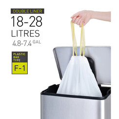 Sac poubelle EKO MDPE type F1 avec lien coulissant 18-28L 49x38cm blanc