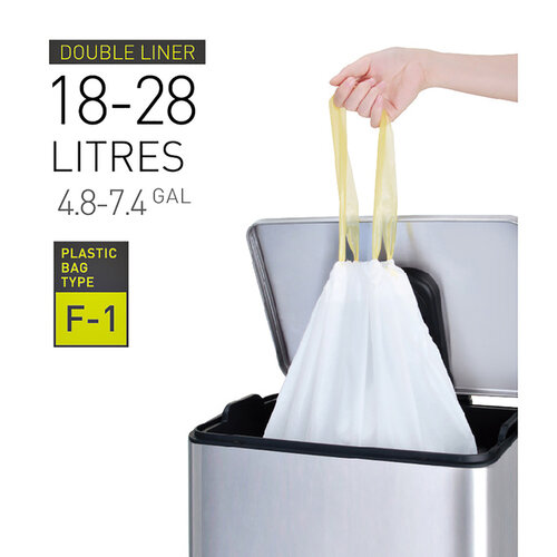 EKO Sac poubelle EKO MDPE type F1 avec lien coulissant 18-28L 49x38cm blanc