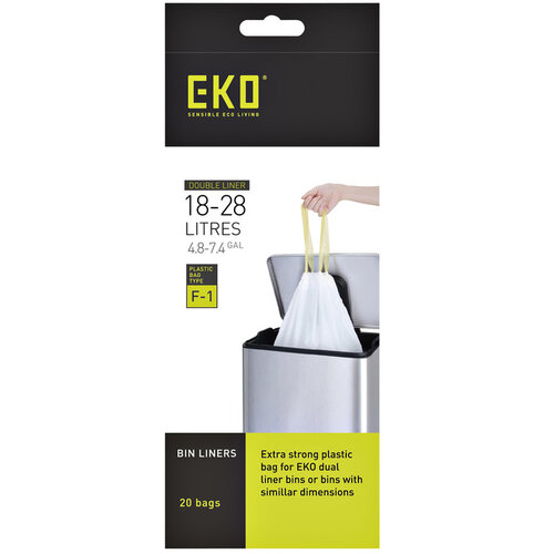 EKO Sac poubelle EKO MDPE type F1 avec lien coulissant 18-28L 49x38cm blanc