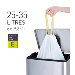 Sac poubelle EKO MDPE type E avec lien coulissant 25-35L 55x70cm blanc