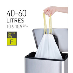 Sac poubelle EKO MDPE type F avec lien coulissant 40-60L 64x75cm blanc