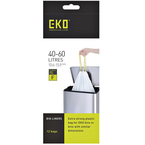 EKO Sac poubelle EKO MDPE type F avec lien coulissant 40-60L 64x75cm blanc