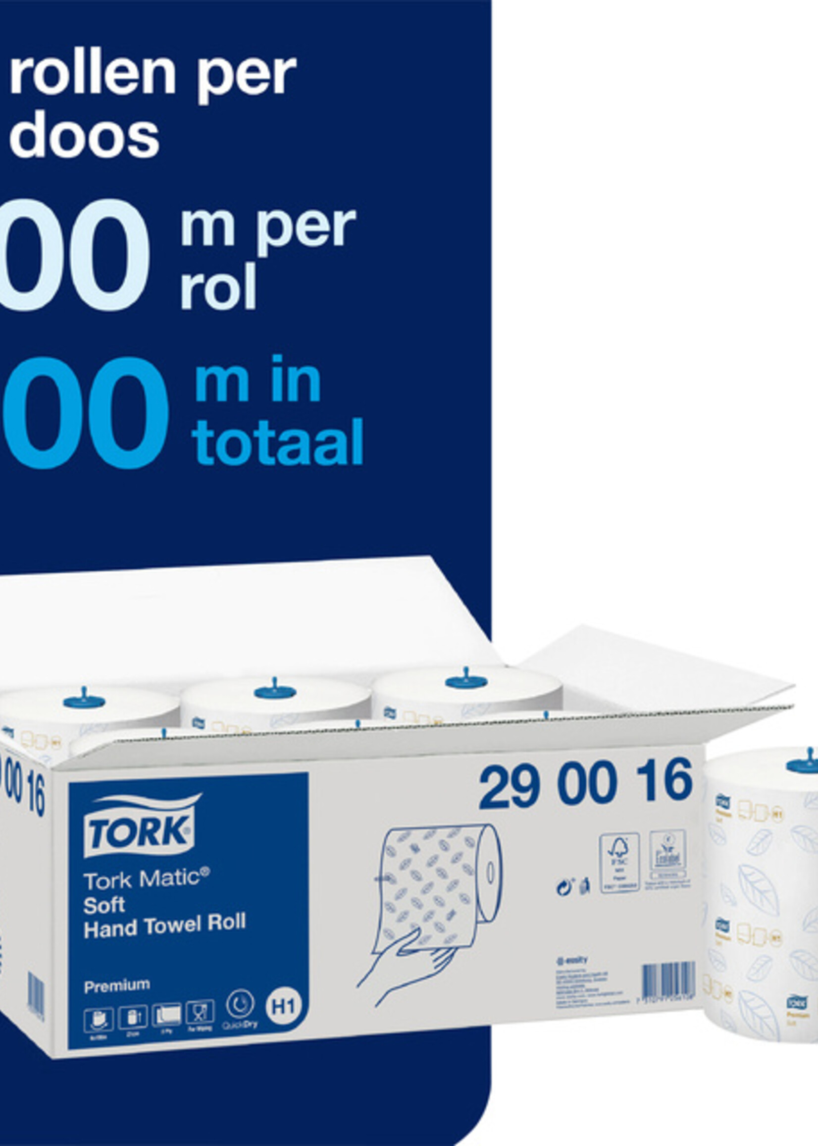 Tork Handdoekrol Tork Matic H1 premium 100m 2 laags wit 290016