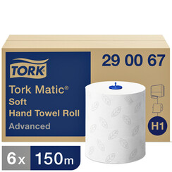 Handdoekrol Tork Matic H1 advanced 2-laags scheurbestendig 150m wit 290067