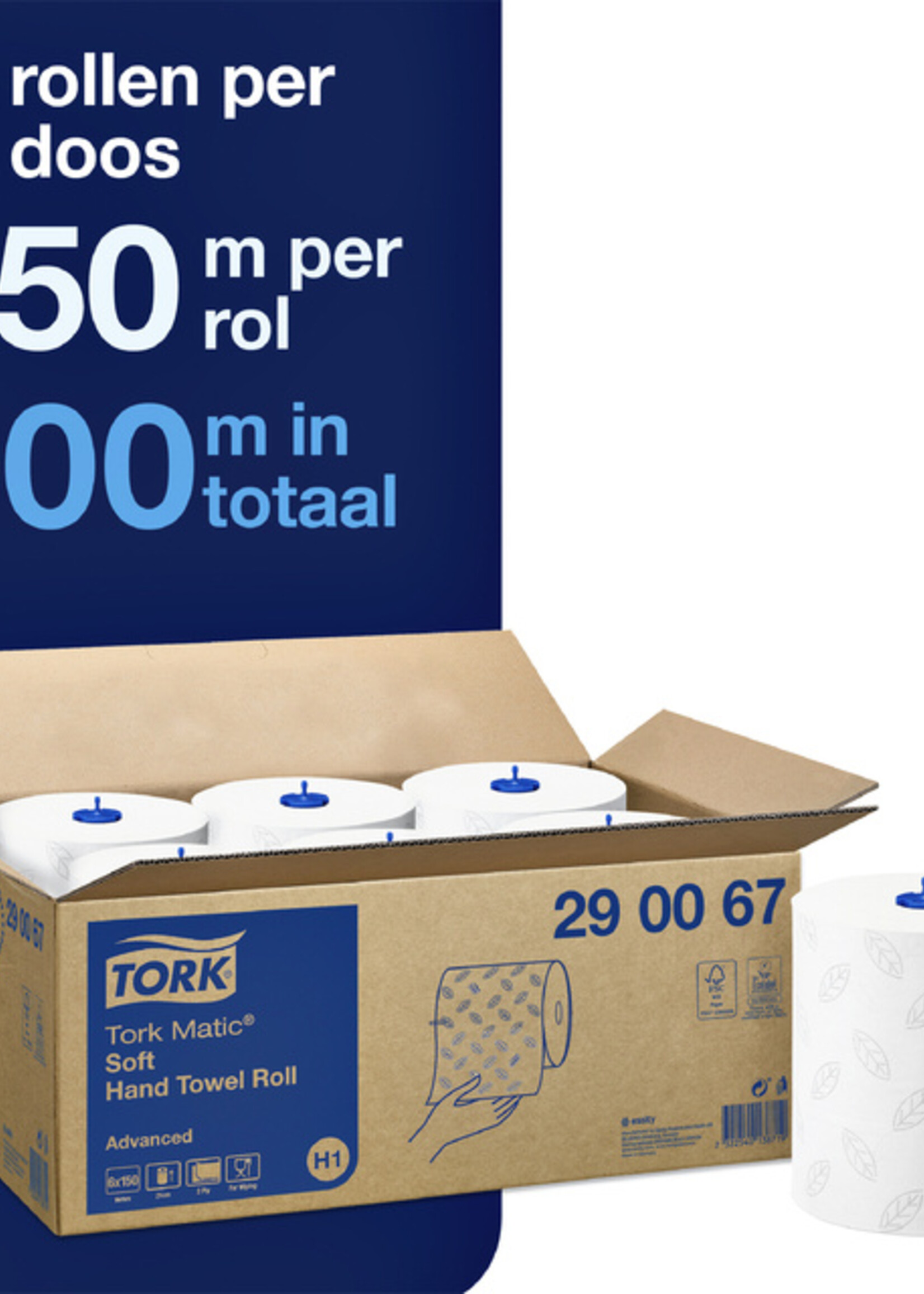 Tork Rouleau essuie-mains Tork Matic H1 290067 Advanced 2 ép blanc 150m