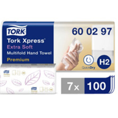 Tork Essuie-mains Tork Xpress H2 Multifold Premium 600297 2 ép 100 pièces blanc