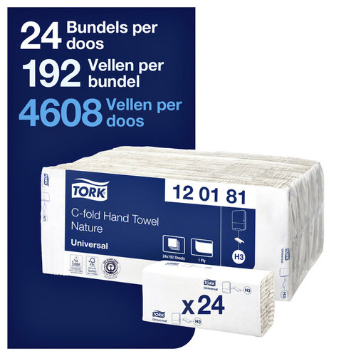 Tork Handdoek Tork H3 c-vouw universal 1-laags naturel 120181