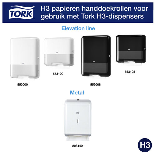 Tork Essuie-mains Tork H3 Advanced 290163 pli-Z 2 ép blanc