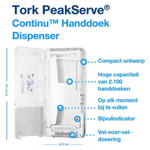 Tork Distributeur essuie-mains Tork PeakServe Continu H5 Elevation 552500 blanc