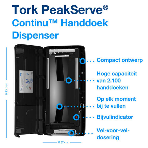 Tork Handdoekdispenser Tork PeakServe® Continu™ H5 Elevation zwart 552508