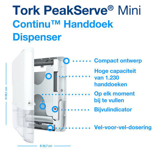 Tork Distributeur essuie-mains Tork PeakServe Mini Continuous 552550 blanc