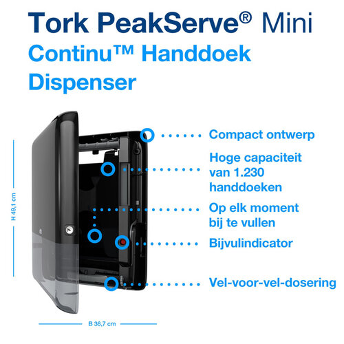 Tork Distributeur essuie-mains Tork PeakServe Mini Continus 552558 noir