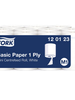 Tork Rouleau d'essuyage Tork Basic mini M1 120123 Centerfeed 1 épaisseur 120m blanc