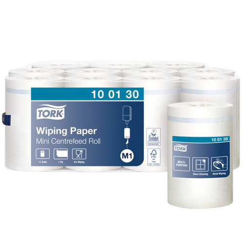 Tork Poetspapier Tork Wiping mini rol M1 1 laags centerfeed wit 100130