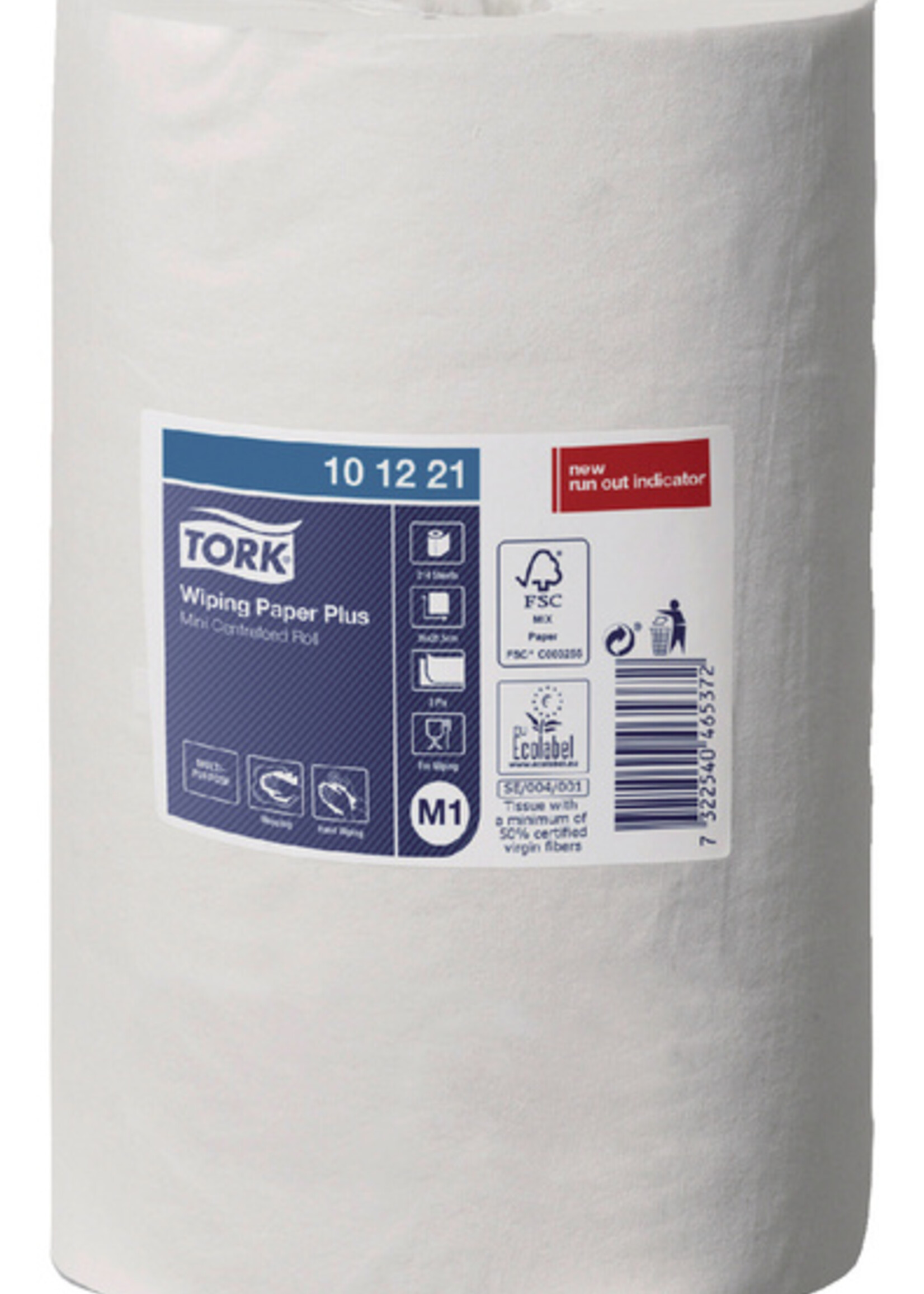 Tork Poetspapier Tork Wiping plus minirol M1 2 laags centerfeed 74,9m wit  101221