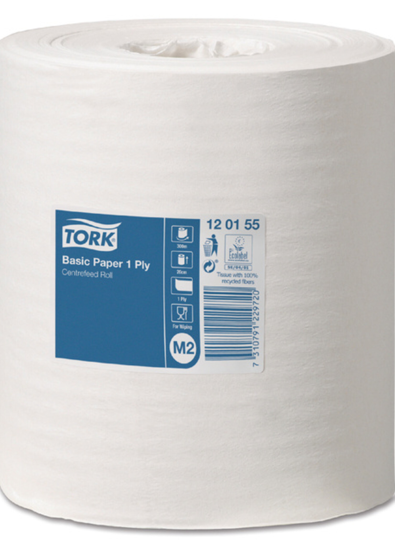 Tork Rouleau d'essuyage Tork Basic M2 Centerfeed 120155 1 épaisseur 300m blanc