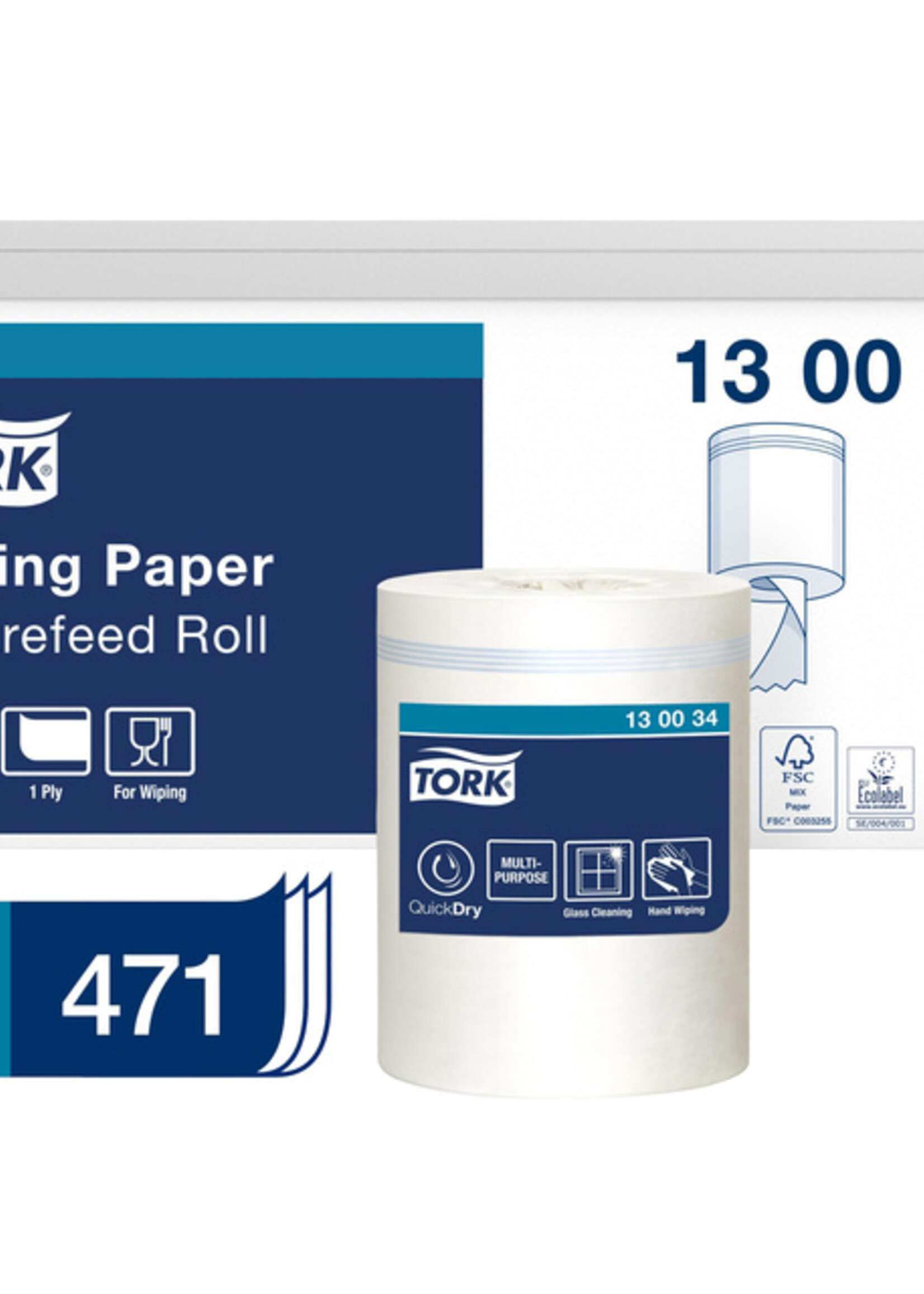 Tork Rouleau d'essuyage Tork M2 130034 Centerfeed 1 épaisseur 165m blanc