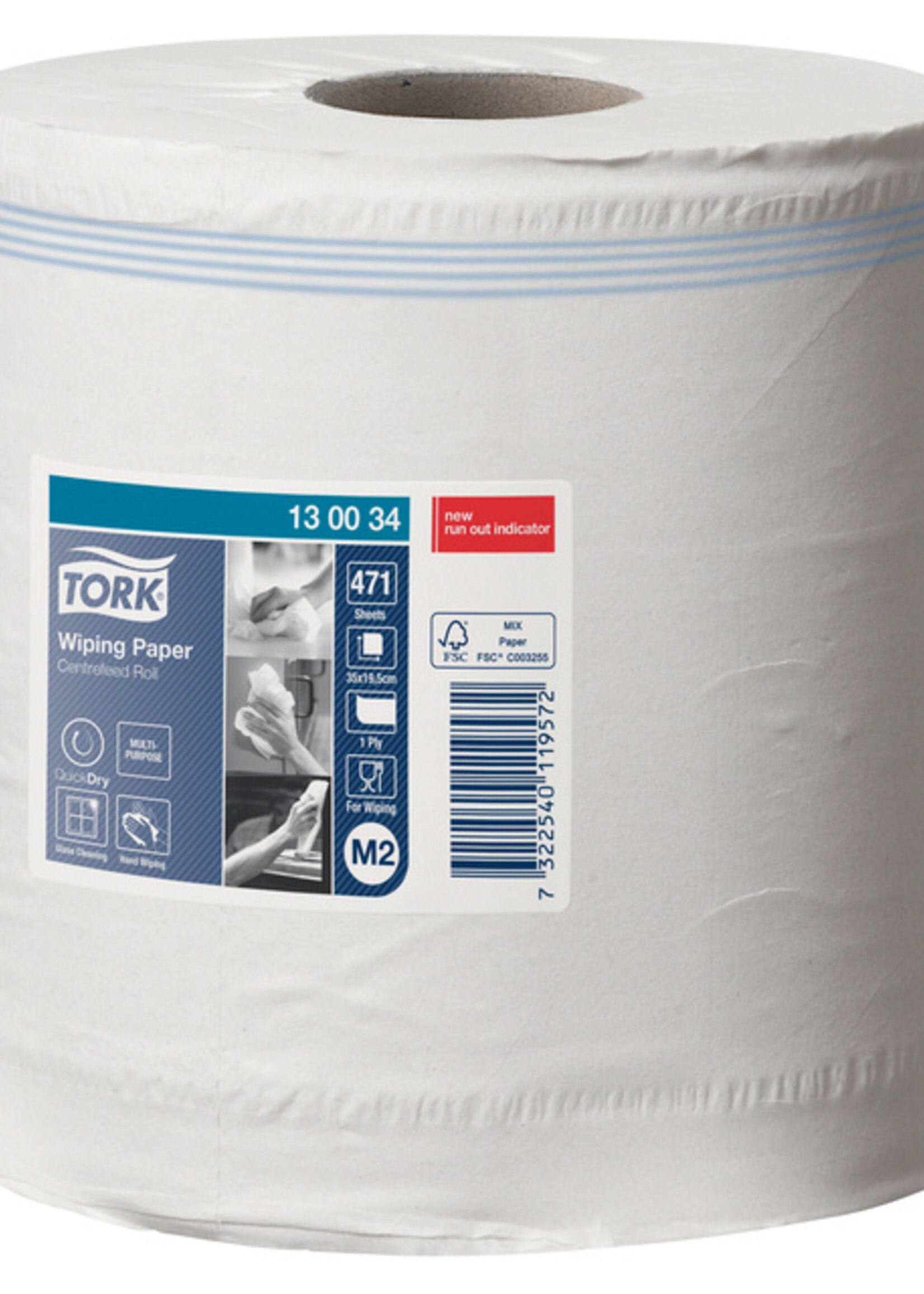 Tork Rouleau d'essuyage Tork M2 130034 Centerfeed 1 épaisseur 165m blanc