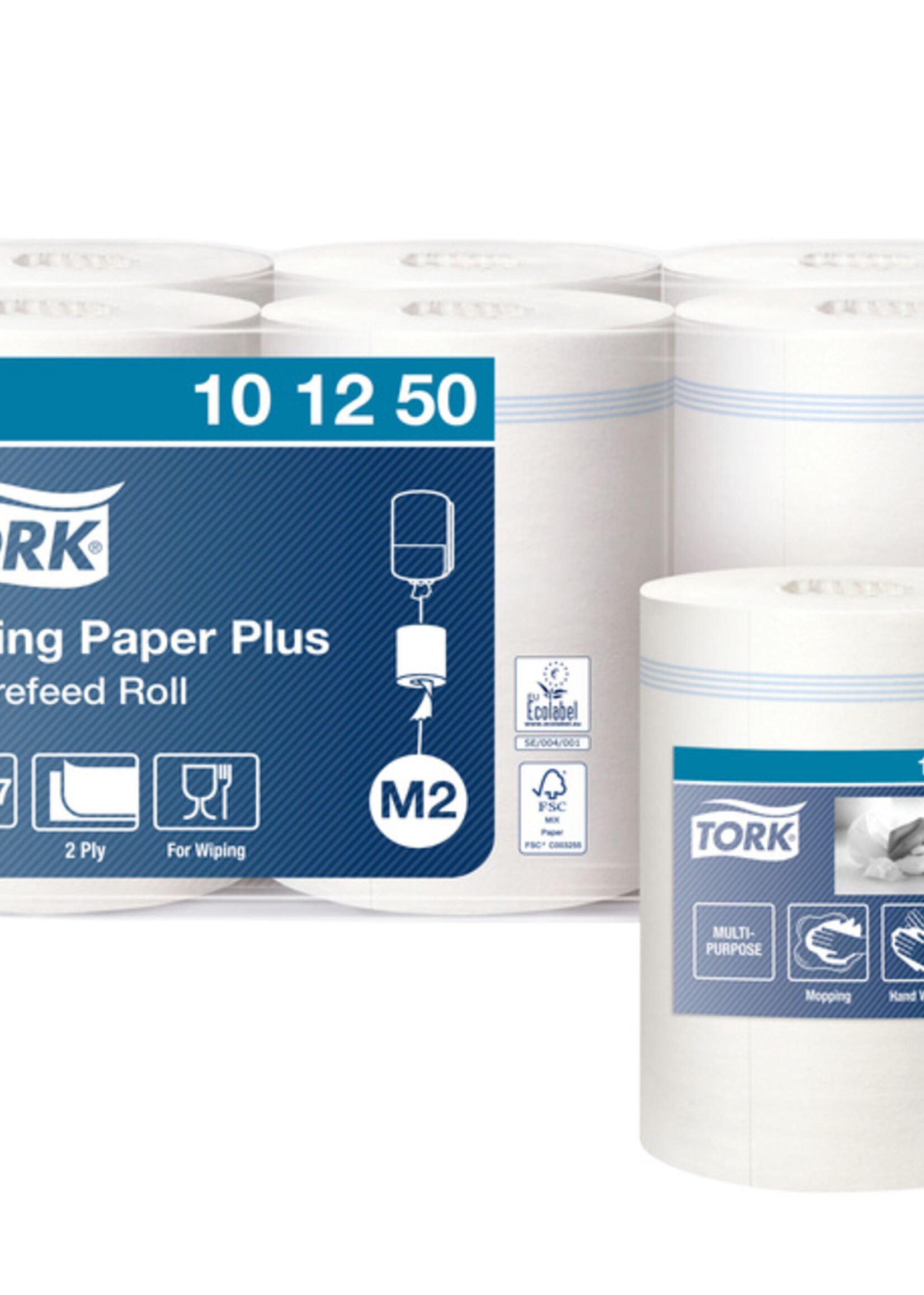 Tork Rouleau d'essuyage Tork Wiping plus M2 101250 2 ép blanc 160m