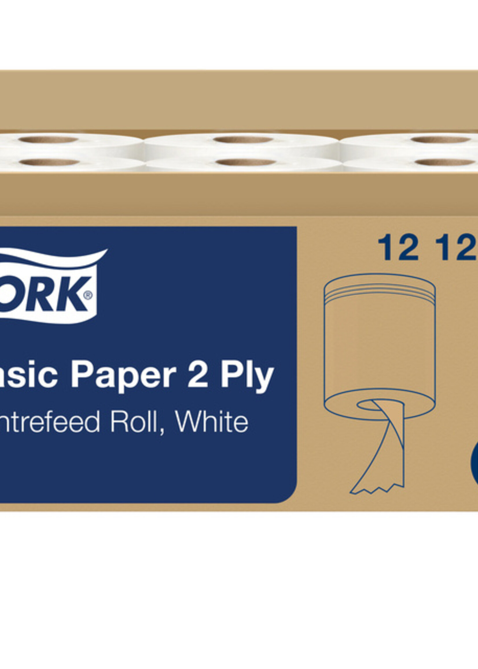 Tork Poetsrol Tork Basic M2 centerfeed multifunctioneel 2-laags 160m wit 121206