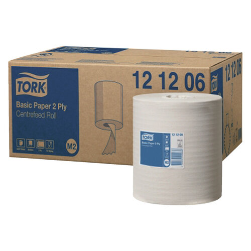 Tork Poetsrol Tork Basic M2 centerfeed multifunctioneel 2-laags 160m wit 121206