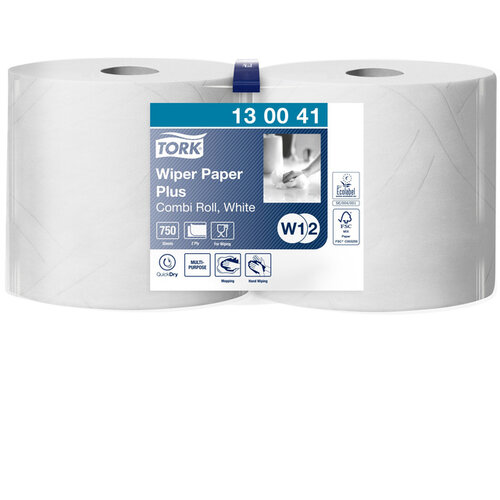 Tork Poetspapier Tork Wiping Plus Combi W1/2 multifunctioneel 255m wit 130041