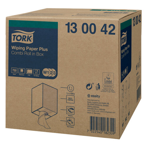 Tork Papier d'essuyage Tork Wiping Plus Combi W1/2/3 130042 multi-usages 2 ép 255m blanc