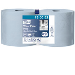 Poetspapier Tork Wiping Plus Combi W1/2  255m blauw 130052