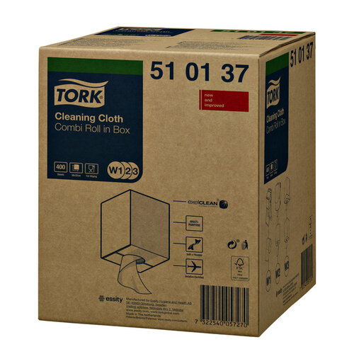 Tork Chiffon de nettoyage Tork W1 510137 réutilisable non-tissé blanc 400 feuilles