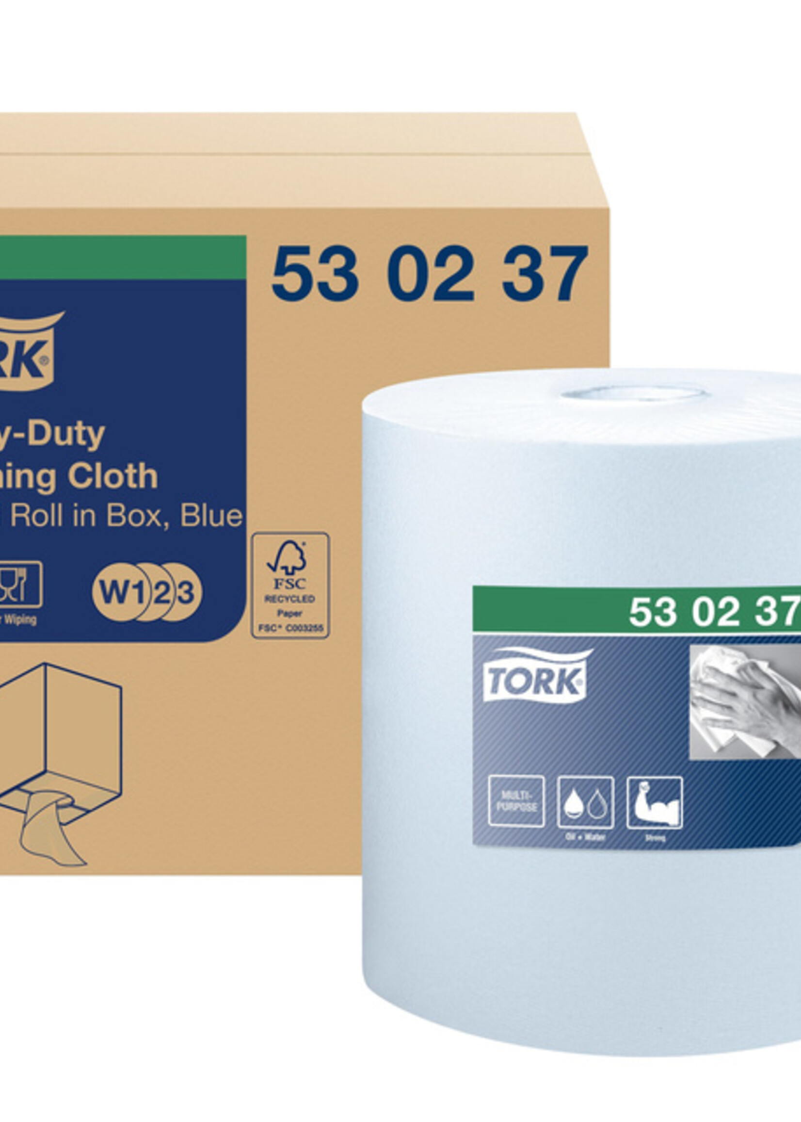 Tork Chiffon de nettoyage Tork Heavy-duty W1/2/3 530237 multifonction 280 fls bleu