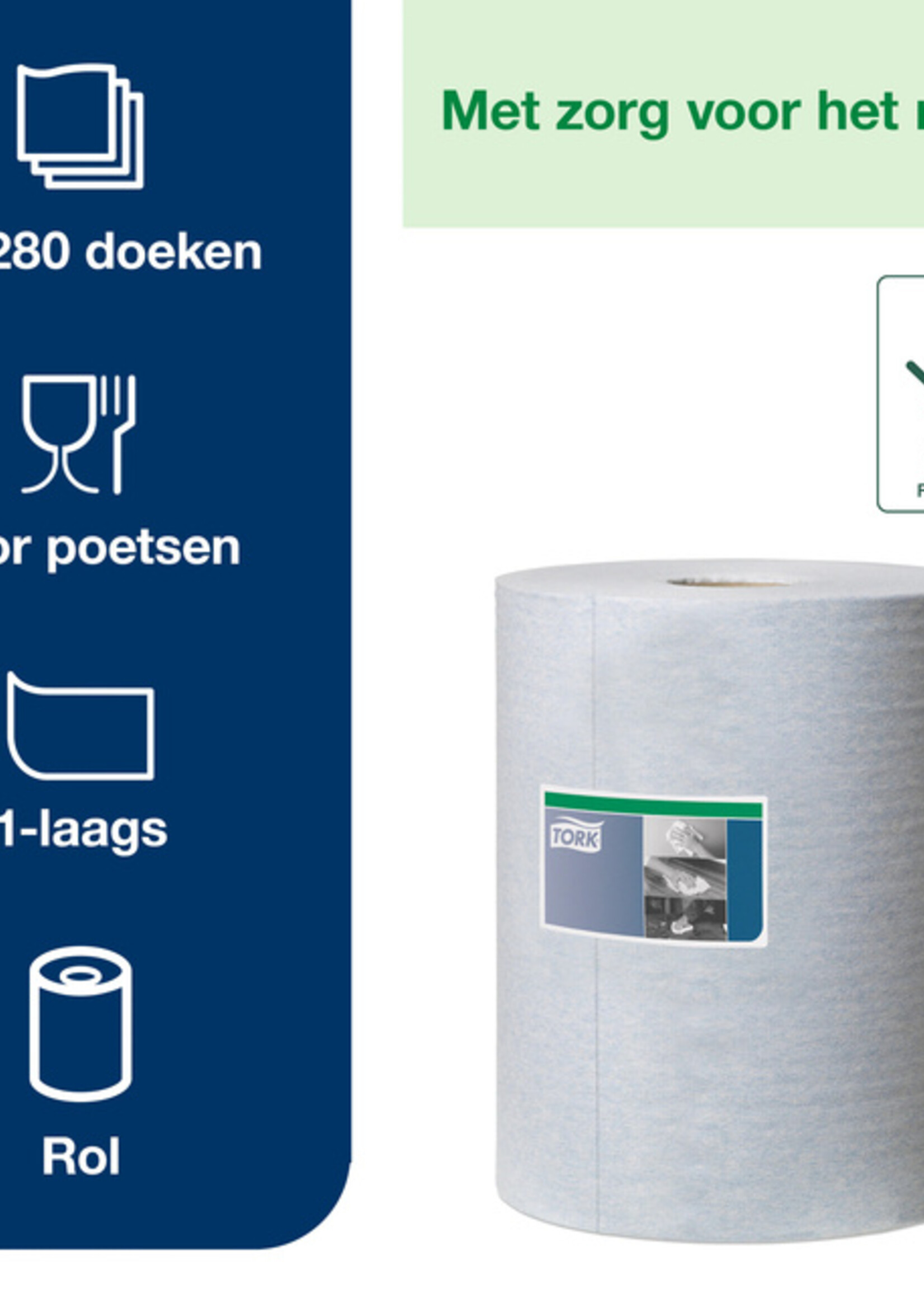 Tork Chiffon de nettoyage Tork Heavy-duty W1/2/3 530237 multifonction 280 fls bleu