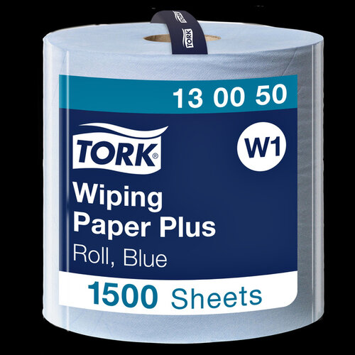 Tork Poetspapier Tork Wiping Plus W1 510m blauw 130050