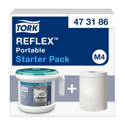 Tork Distributeur portable Tork Reflex M4 473186 paquet starter blanc/turquoise