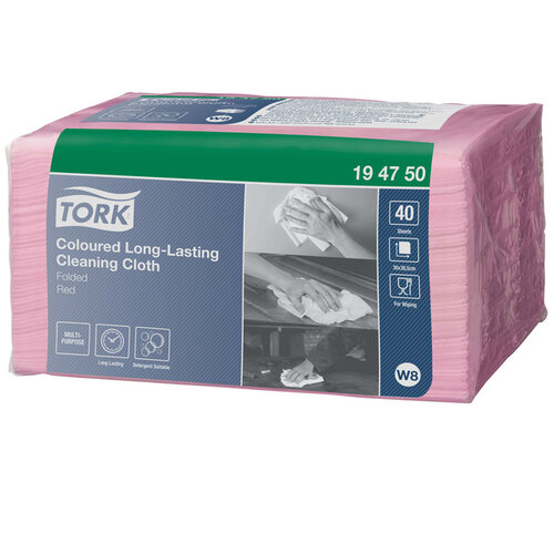 Tork Chiffon de nettoyage Tork Long Lasting W8 194750 multifonctionnel plié rouge