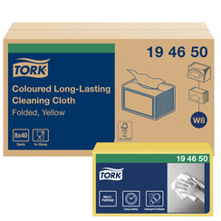 Chiffon de nettoyage Tork Long Lasting W8 194650 multifonctionnel plié jaune