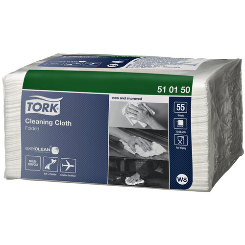 Tork Chiffon de nettoyage Tork Cleaning W8 510150 non-tissé blanc 8x55 feuilles