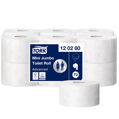 Papier toilette Tork T2 Mini Jumbo  Advanced 120280 2 épaisseurs 12 rouleaux blanc