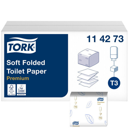 Tork Toiletpapier Tork T3 zacht gevouwen premium 2-laags 252vel per bundel 114273