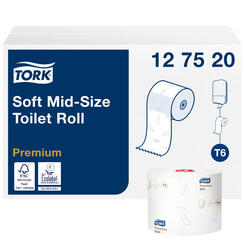 Papier toilette Tork Mid-size T6 Premium 127530 2 ép 90m blanc