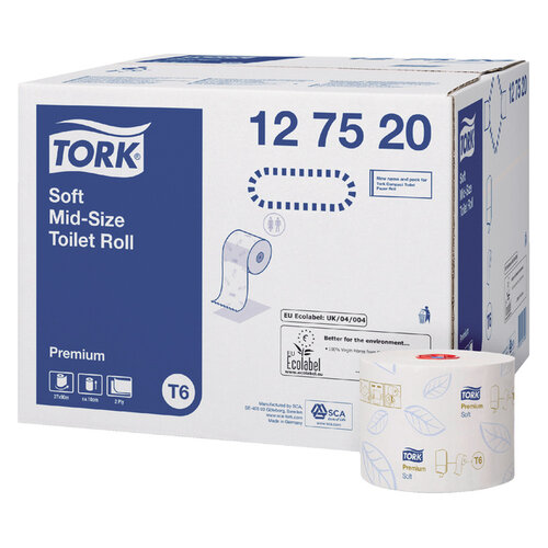 Tork Toiletpapier Tork Mid-size T6 premium 2-laags 90m wit 127520