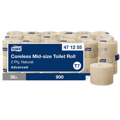 Papier toilette Tork T7 Advanced 472155 Mid-size sans mandrin 2 ép 900 feuilles