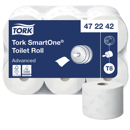 Tork Toiletpapier Tork SmartOne® T8 advanced 2 laags 1150 vel wit 472242