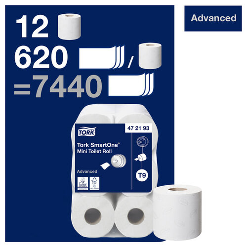 Tork Toiletpapier Tork SmartOne® Mini T9 advanced 2-laags 620 vel  wit  472193