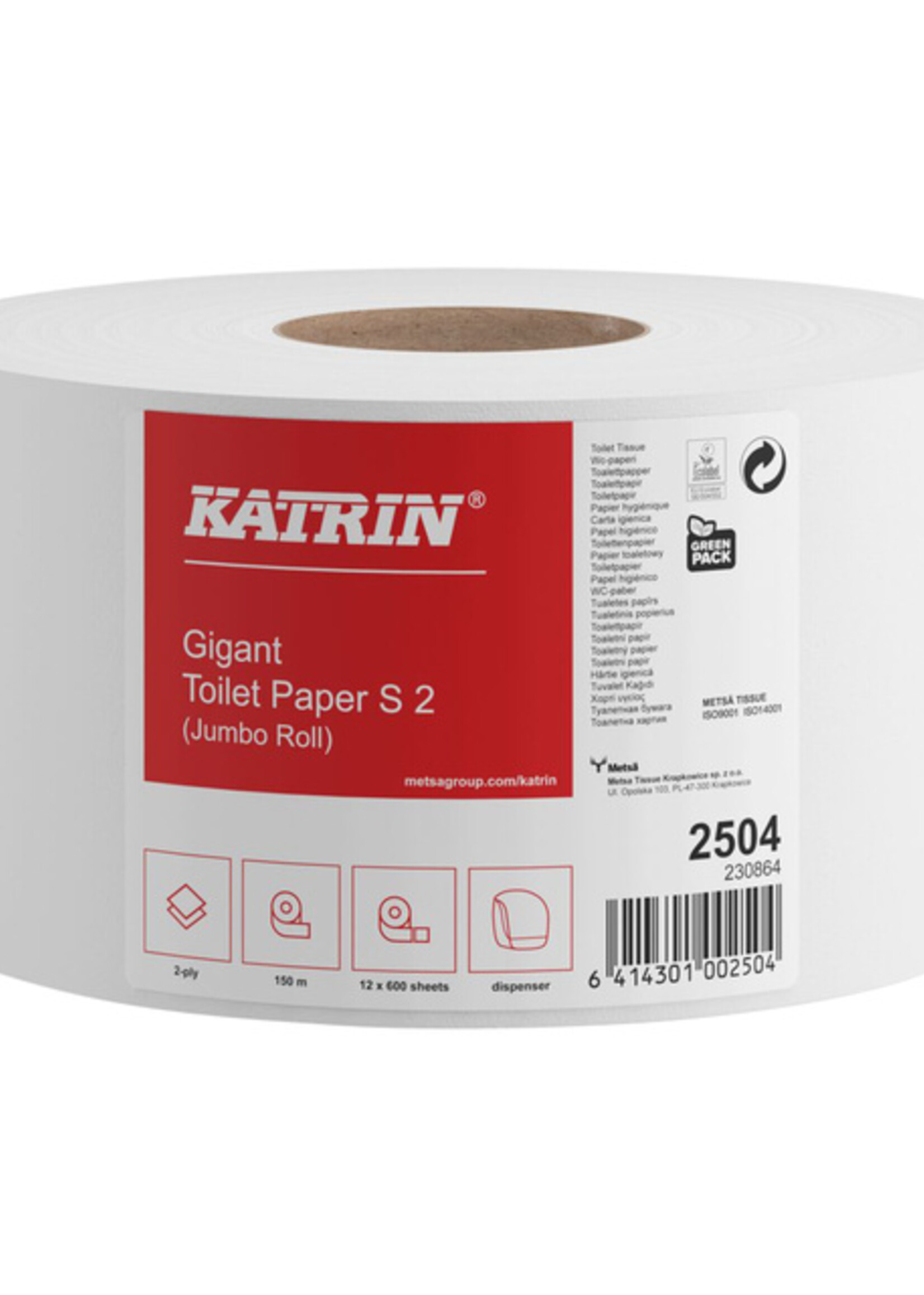 Katrin Papier toilette Katrin Gigant S2 2 épaisseurs blanc 600 feuilles