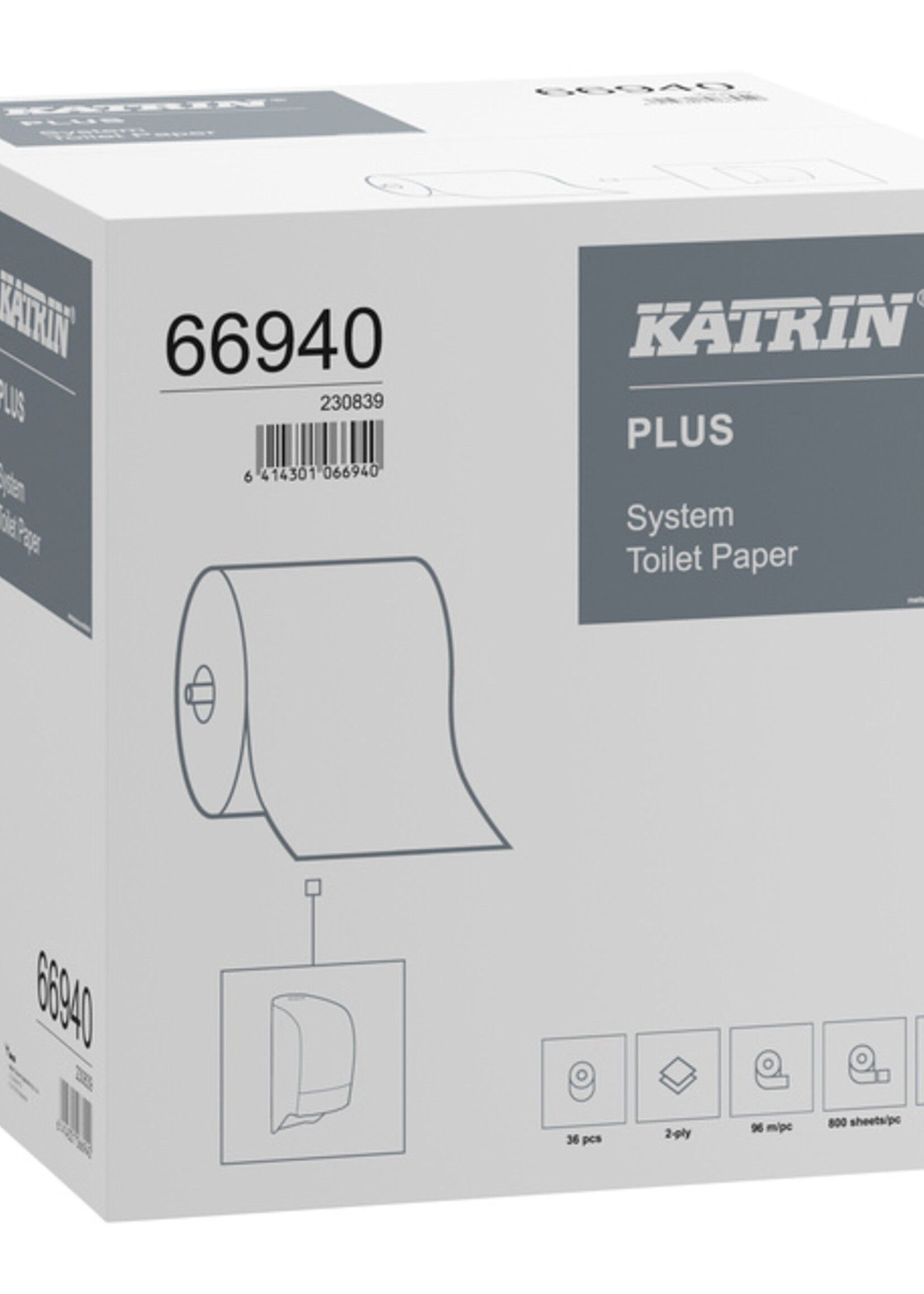Katrin Papier toilette Katrin 66940 système Plus embouts 800fls 2 ép 36 rouleaux
