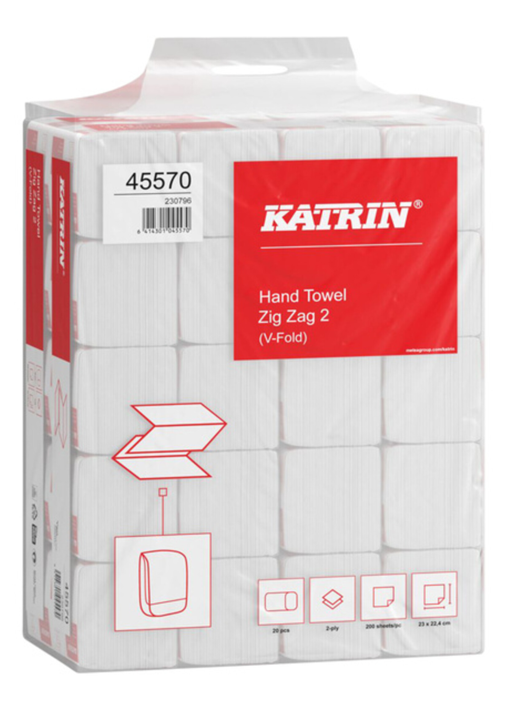 Katrin Handdoek Katrin 45570 Zig-Zag 2laags 23x23cm 20x200st