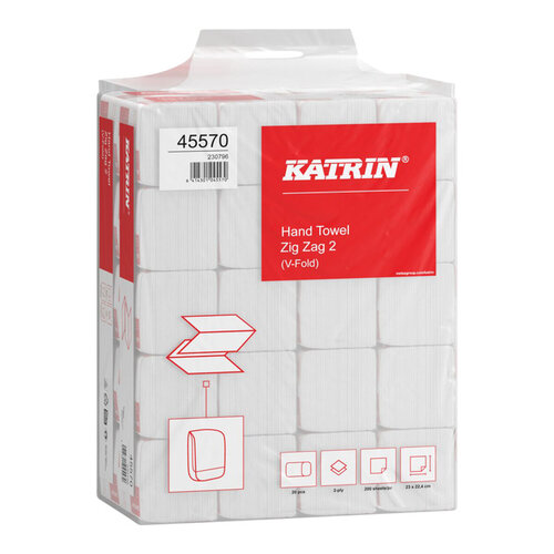 Katrin Essuie-mains Katrin Zig Zag 455570 2 épaisseurs 23x23cm 20x 200 pièces