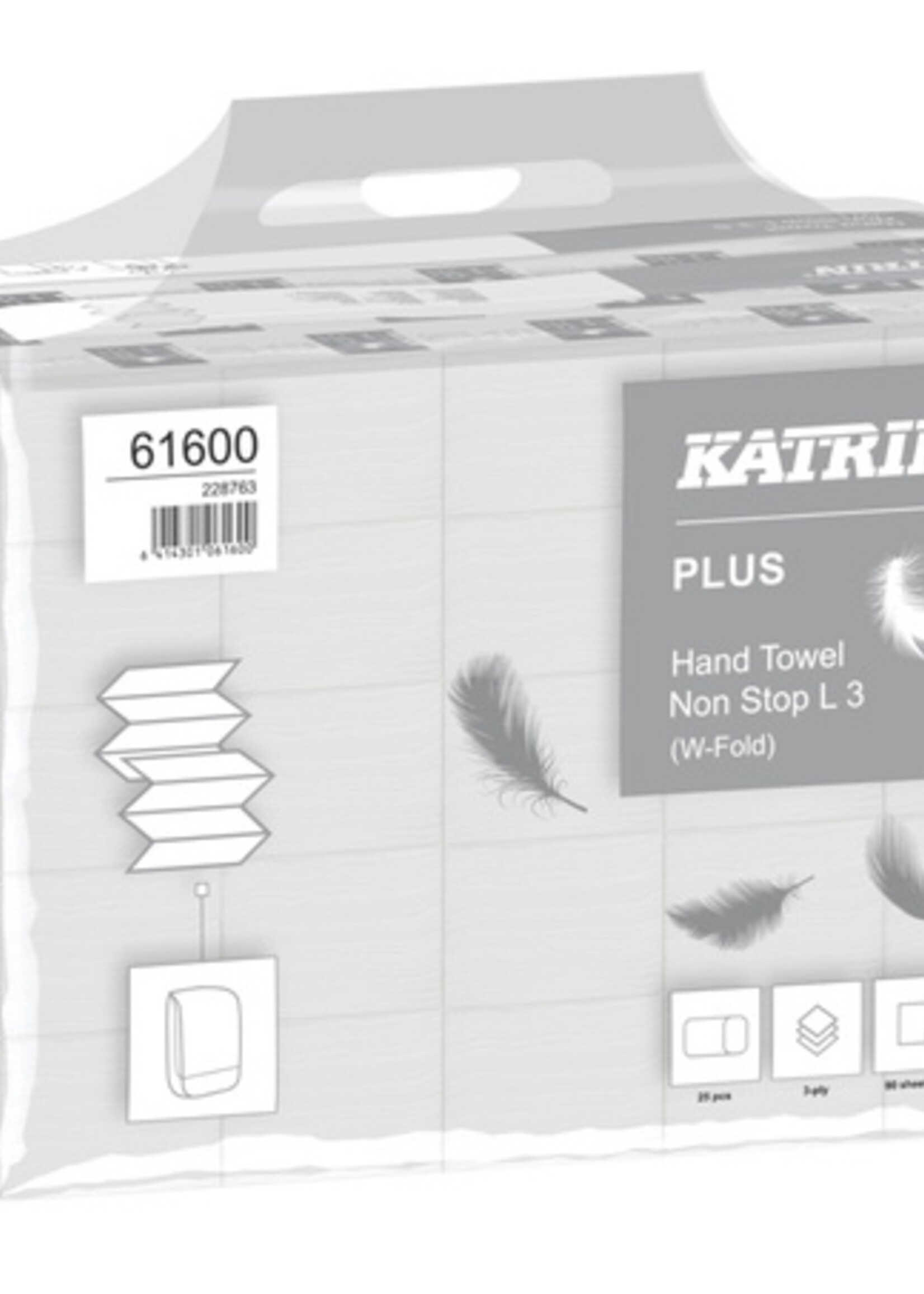 Katrin Essuie-mains Katrin 61600 pli-W Plus 3 épaisseurs 20,3x32cm 25x90pcs