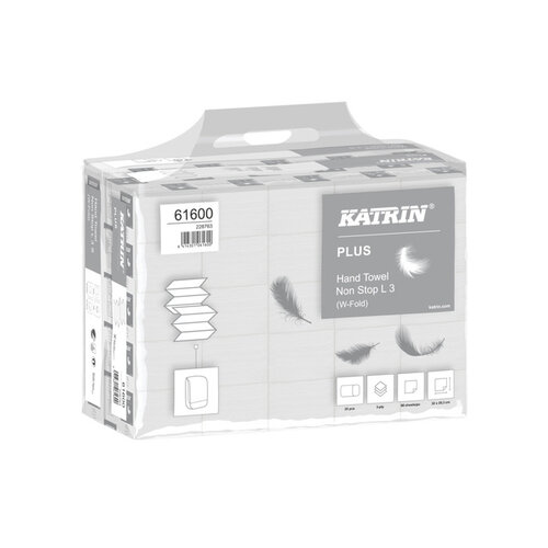 Katrin Essuie-mains Katrin 61600 pli-W Plus 3 épaisseurs 20,3x32cm 25x90pcs